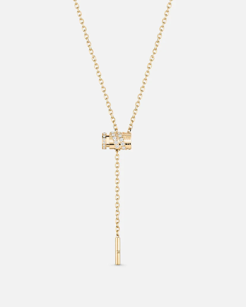Paved Mini Latch Diamond Necklace in Yellow Gold