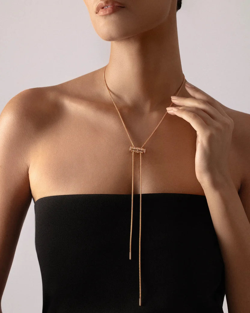 Semi-Paved Latch Pendant in Rose Gold