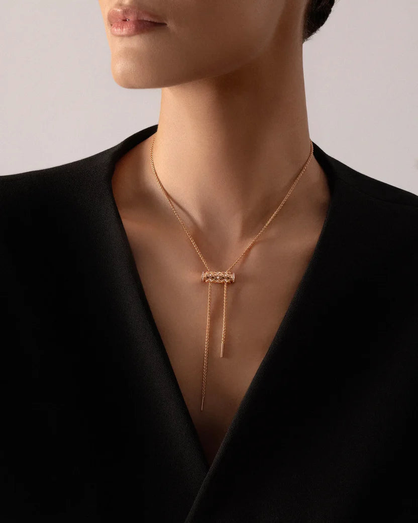 Semi-Paved Latch Pendant in Rose Gold
