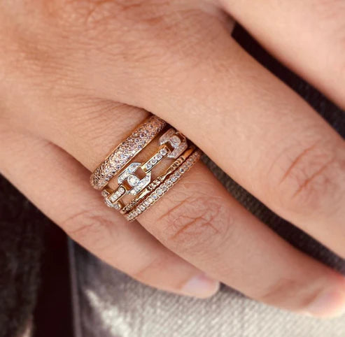 Link White Diamond Band in White Gold