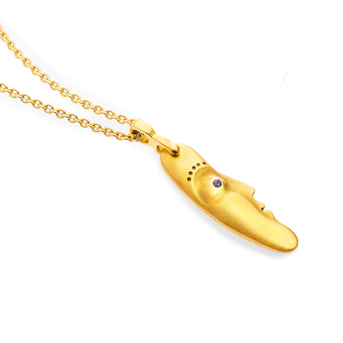 The Big Sleep Face Shaped Pendant in Yellow Gold