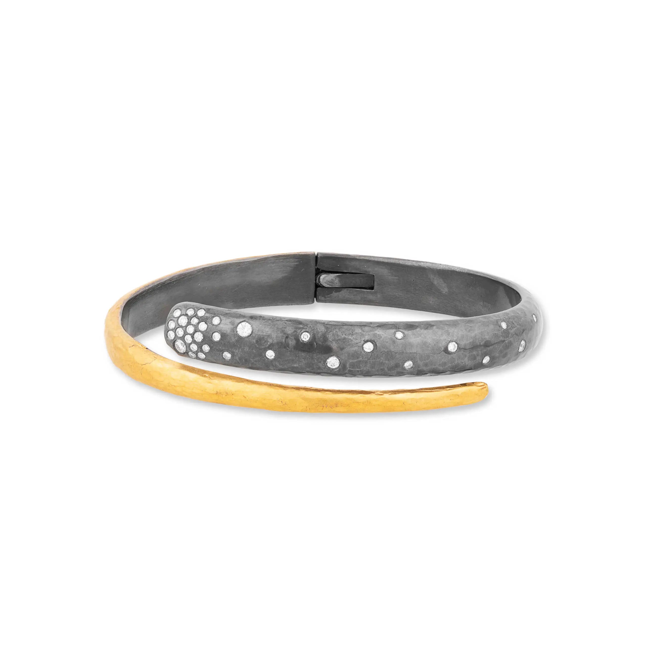 Midnight Wrap Bracelet in Yellow Gold and Sterling Silver