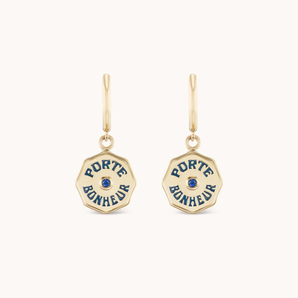 Blue Sapphire Wee PB Earrings in Yellow Gold