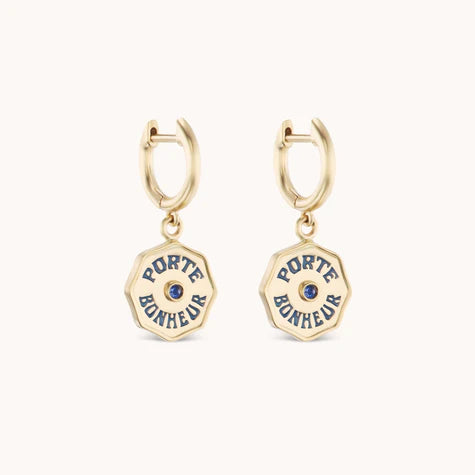 Blue Sapphire Wee PB Earrings in Yellow Gold