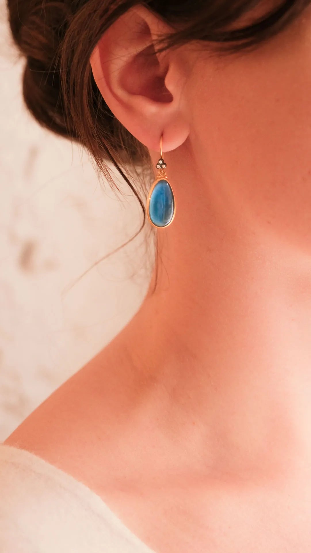 Mare Nostrum Earrings in Yellow Gold and Oxidized Sterling Silver