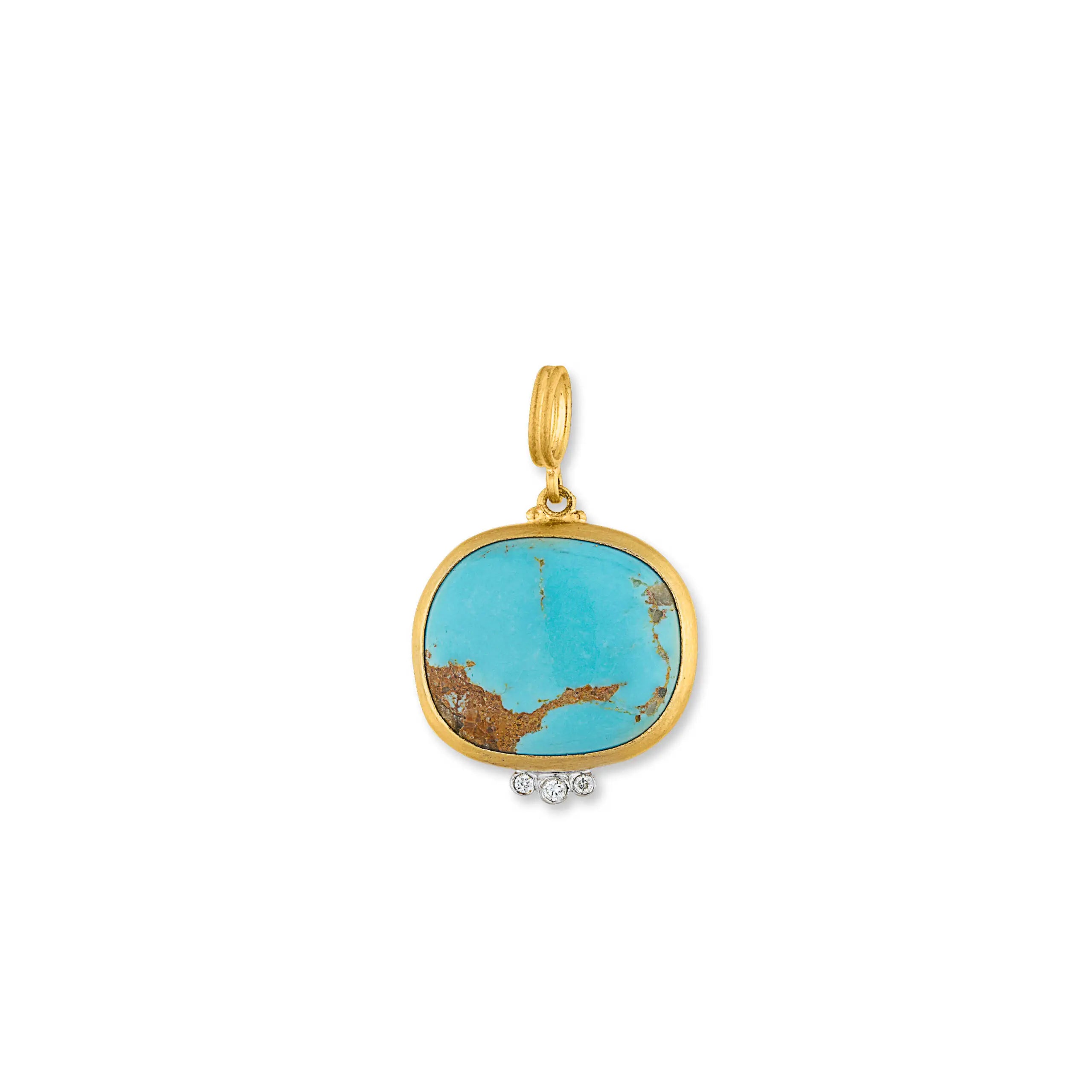 My World Lagoon Turquoise Pendant in Yellow Gold and Sterling Silver