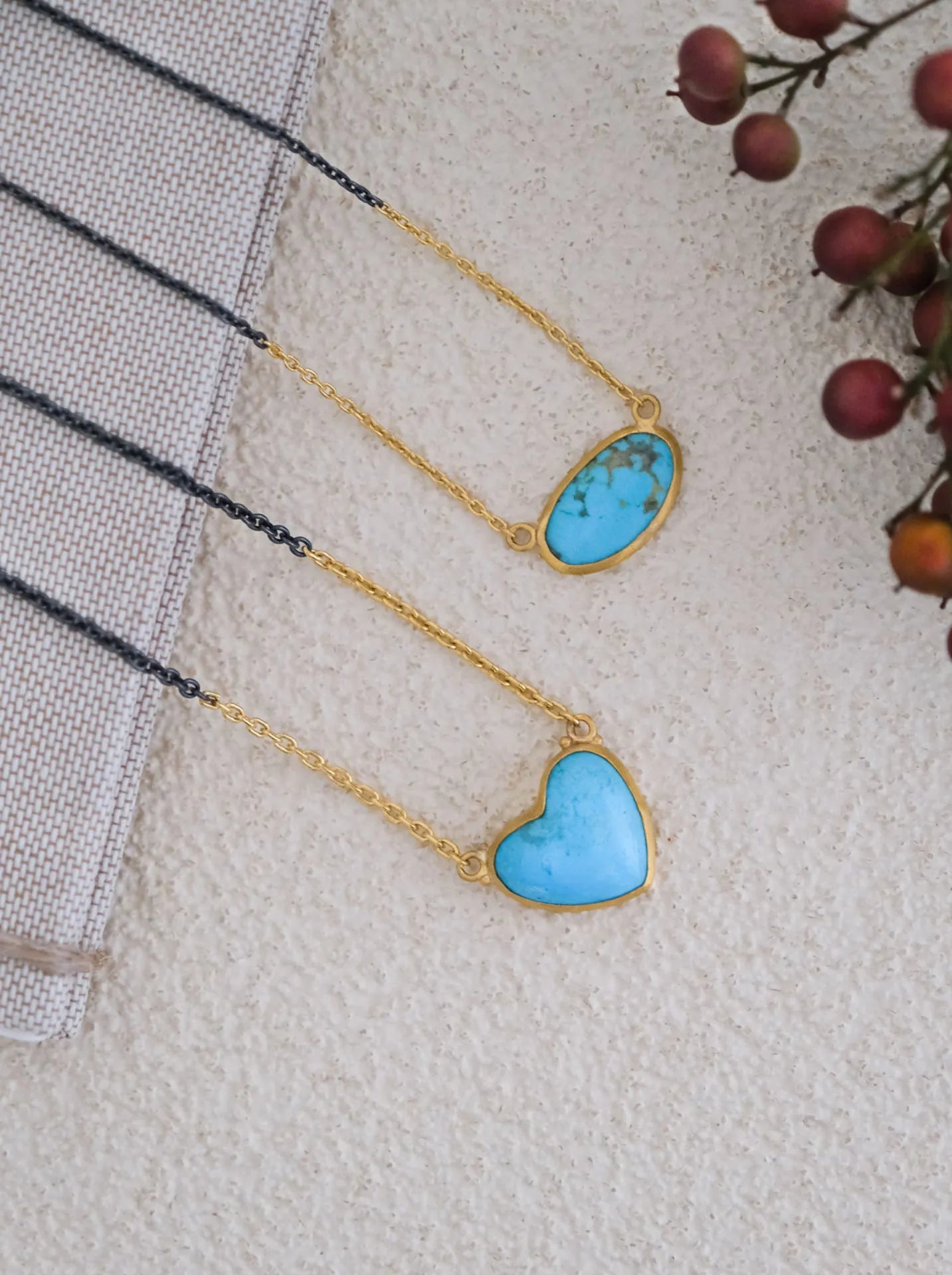 My Love Necklace in Yellow Gold and Oxidized Sterling Silver