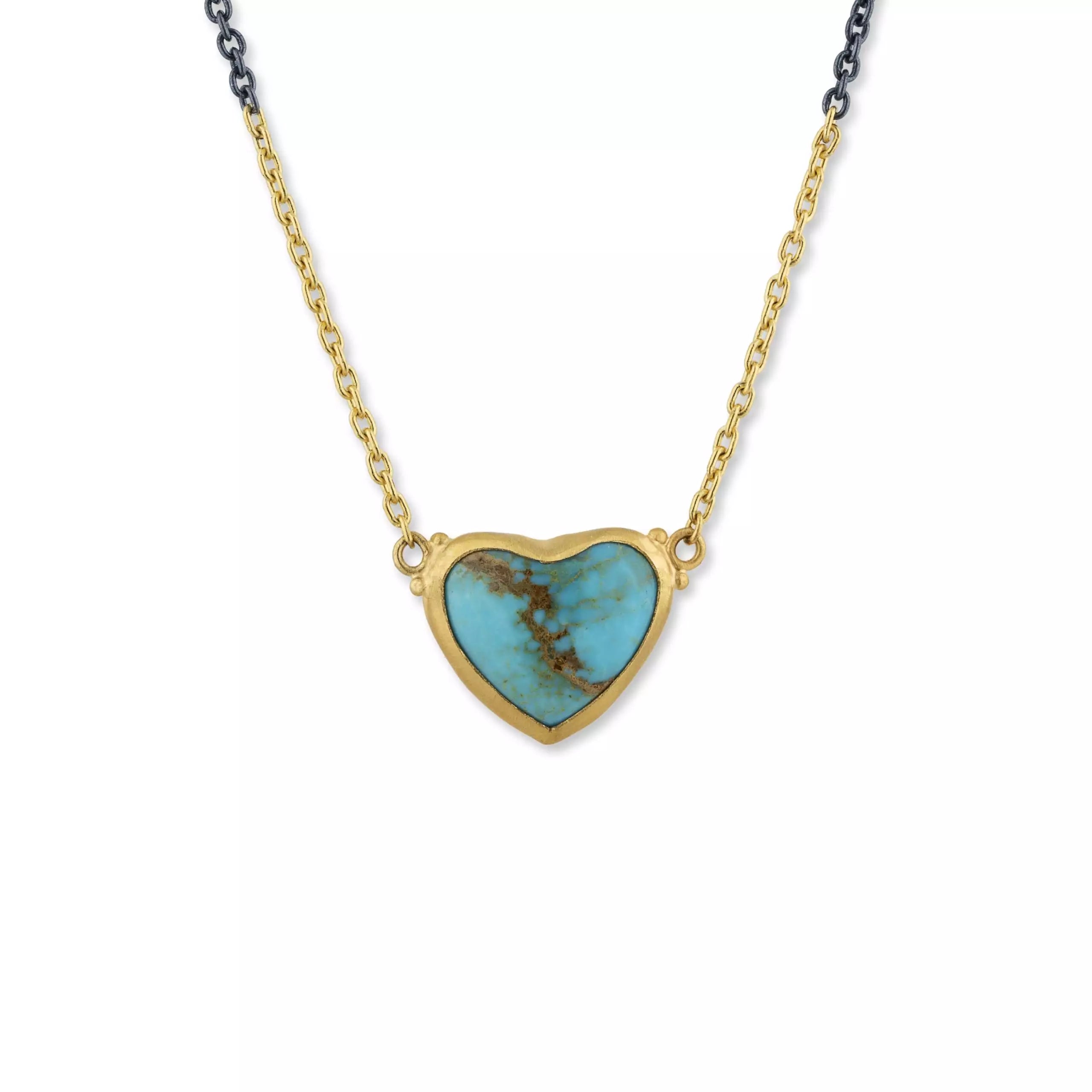 My Love Necklace in Yellow Gold and Oxidized Sterling Silver