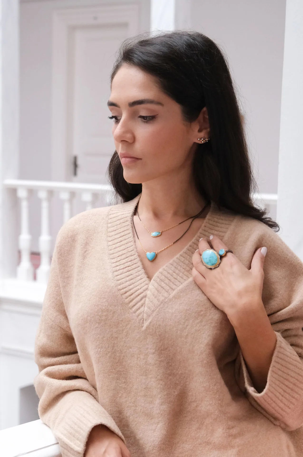 My Love Necklace in Yellow Gold and Oxidized Sterling Silver