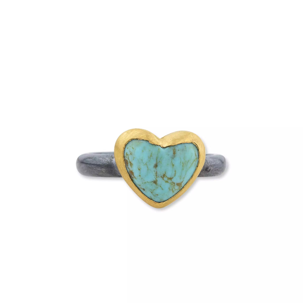My Love Ring in Oxidized Sterling Silver and Yellow Gold