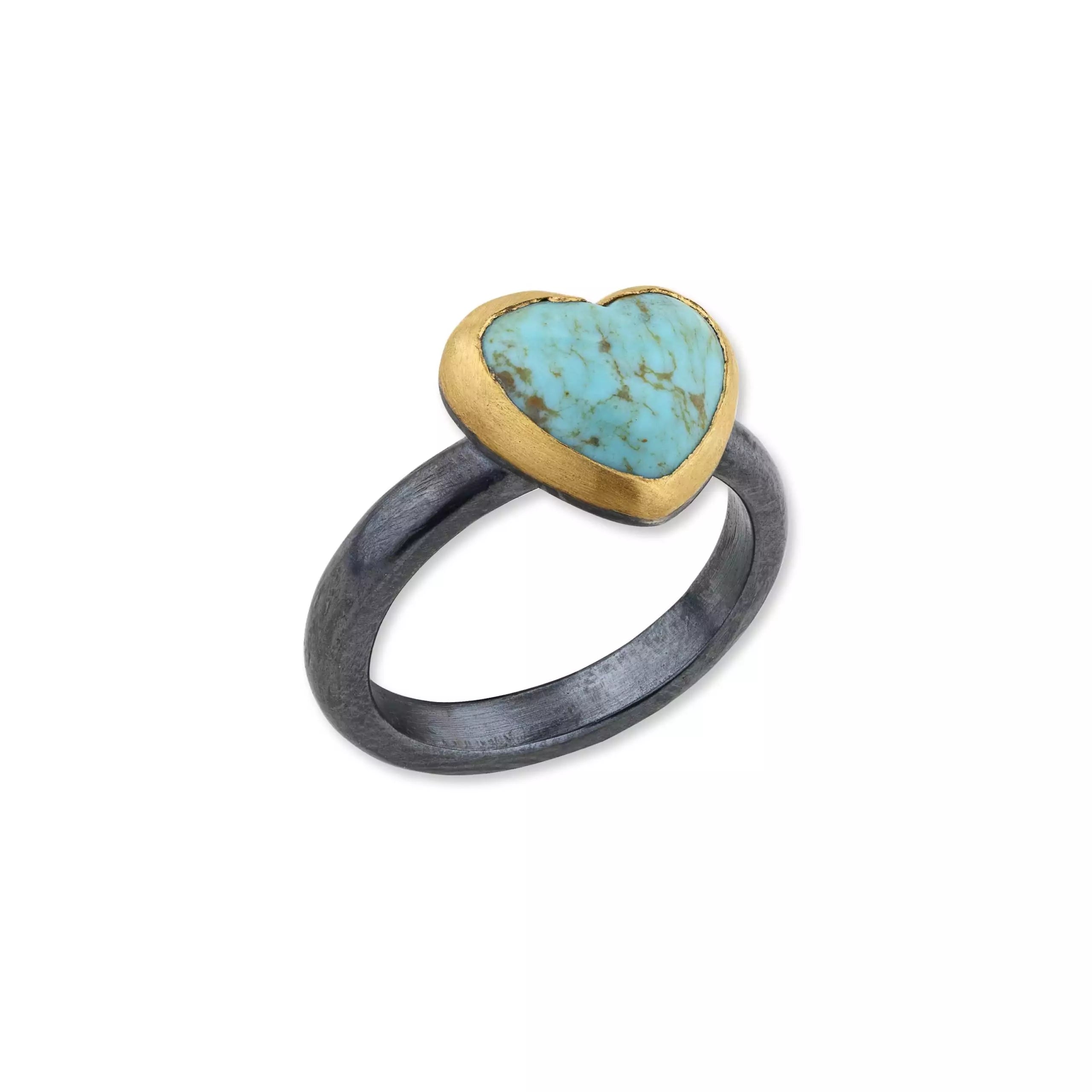 My Love Ring in Oxidized Sterling Silver and Yellow Gold