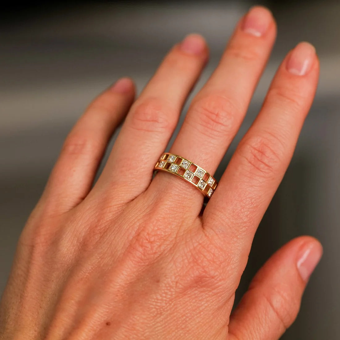 Marina White Diamond Band in Yellow Gold