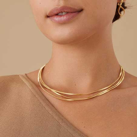 Marrakech 3-Strand Twisted Coil Necklace in Yellow Gold