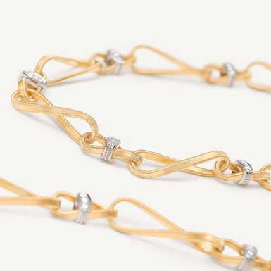 Marrakech Onde Twisted Coil Diamond Link Necklace in Yellow Gold