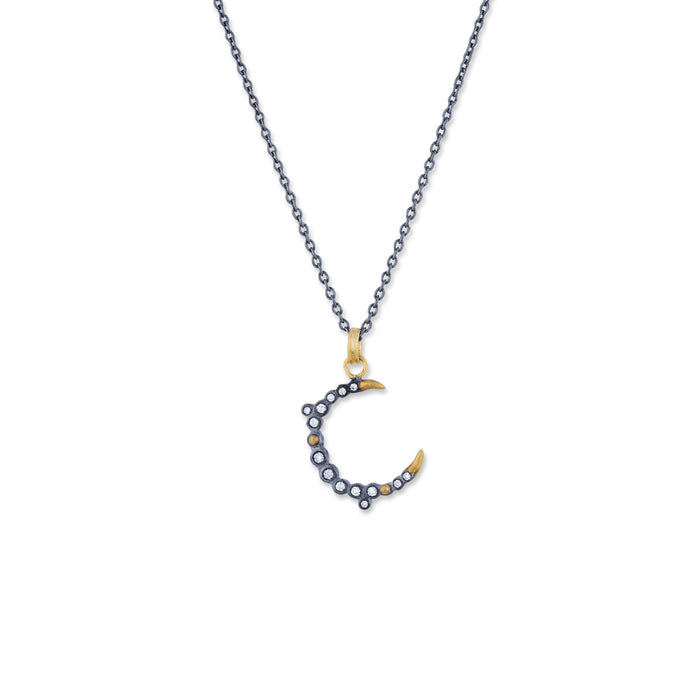 Dylan Celeste Necklace in Yellow Gold and Oxidized Sterling Silver