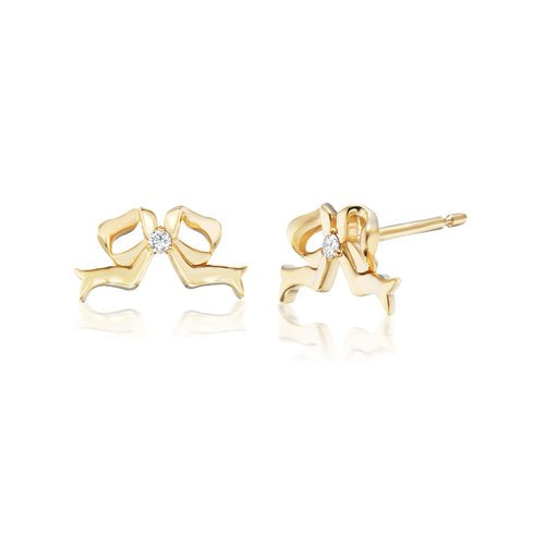 Mini Bow Studs in Yellow Gold