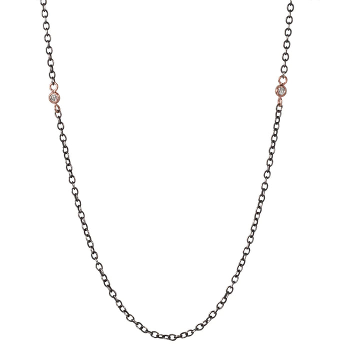 Minidia Bezel Chain with Rose Gold and Blackened Sterling Silver