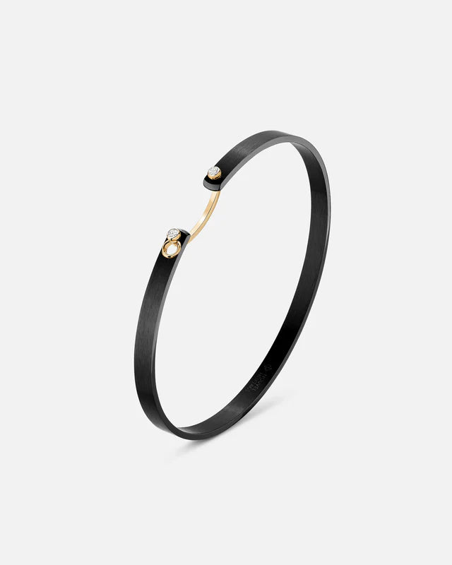 Midnight In Manhattan Mood Bangle in Titanium and Yellow Gold