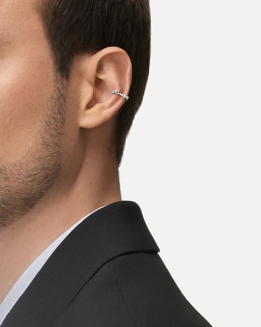 Eternity Tuxedo Ear Cuff in White Gold
