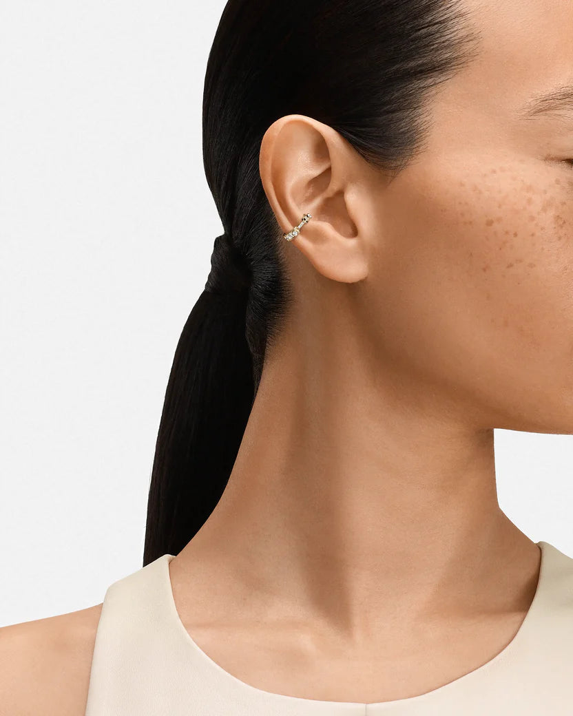 Eternity Tuxedo Single Ear Cuff in Yellow Gold
