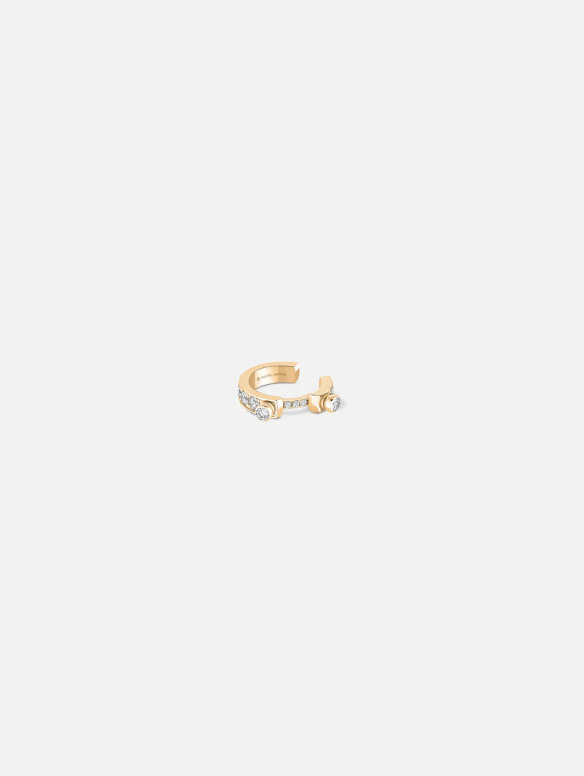 Eternity Tuxedo Single Ear Cuff in Yellow Gold
