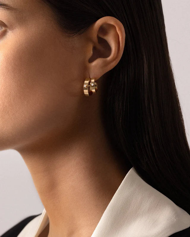 Monday Morning Double Hoops in Yellow Gold