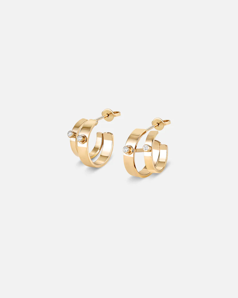 Monday Morning Mood Double Hoops in Yellow Gold