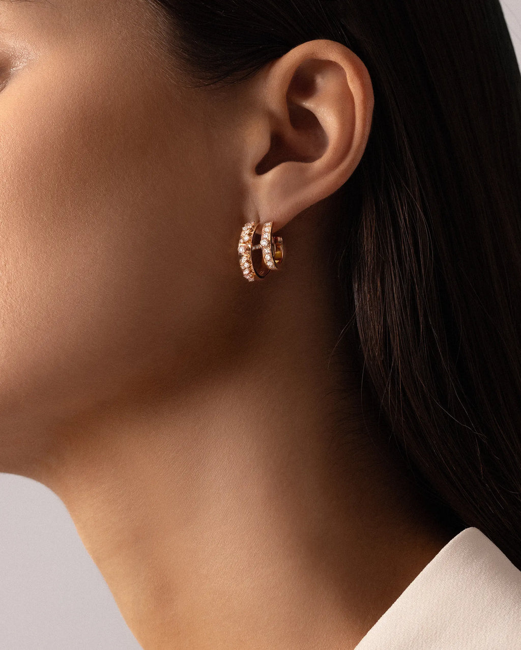 Under The Stars Tuxedo Hoops in Rose Gold