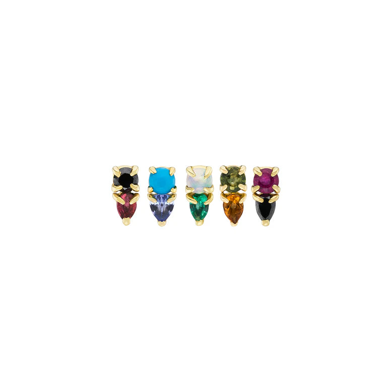 Multi Claw Duo Gemstone Studs in Yellow Gold