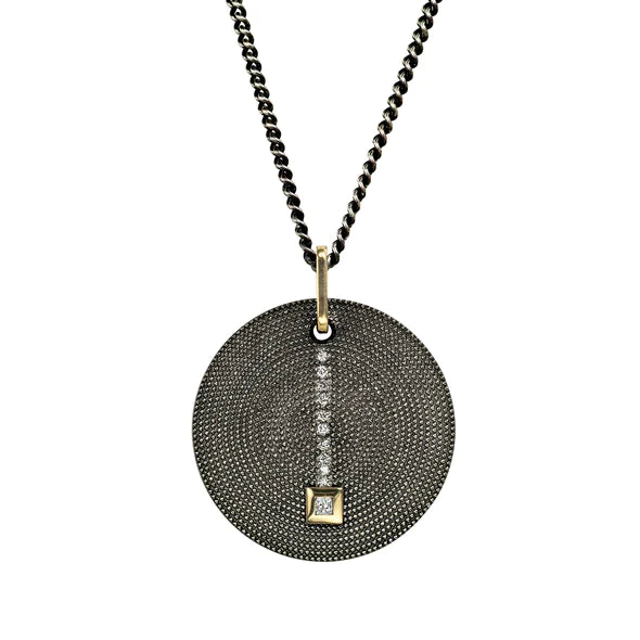 Nora Pendant in Blackened Sterling Silver and Yellow Gold