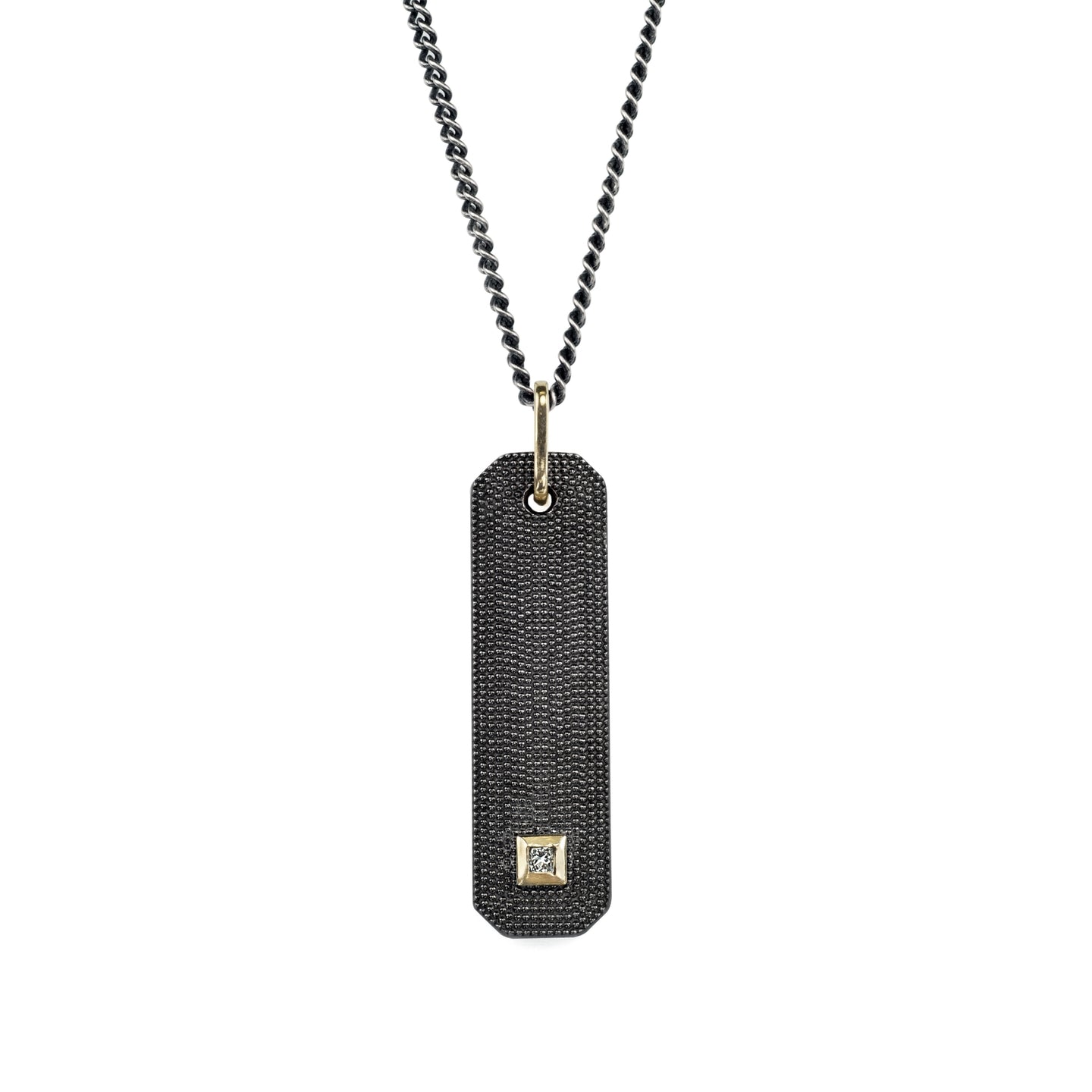 Nala Diamond Bar Pendant in Black Rhodium Sterling Silver and Yellow Gold