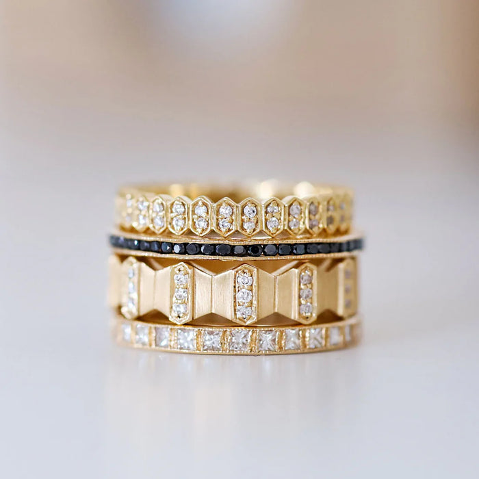 Channel Black Diamond Band in Yellow Gold