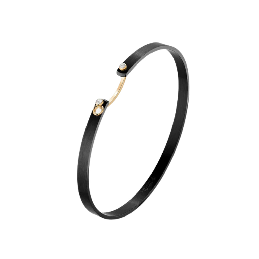 Midnight In Manhattan Mood Bangle in Titanium and Yellow Gold