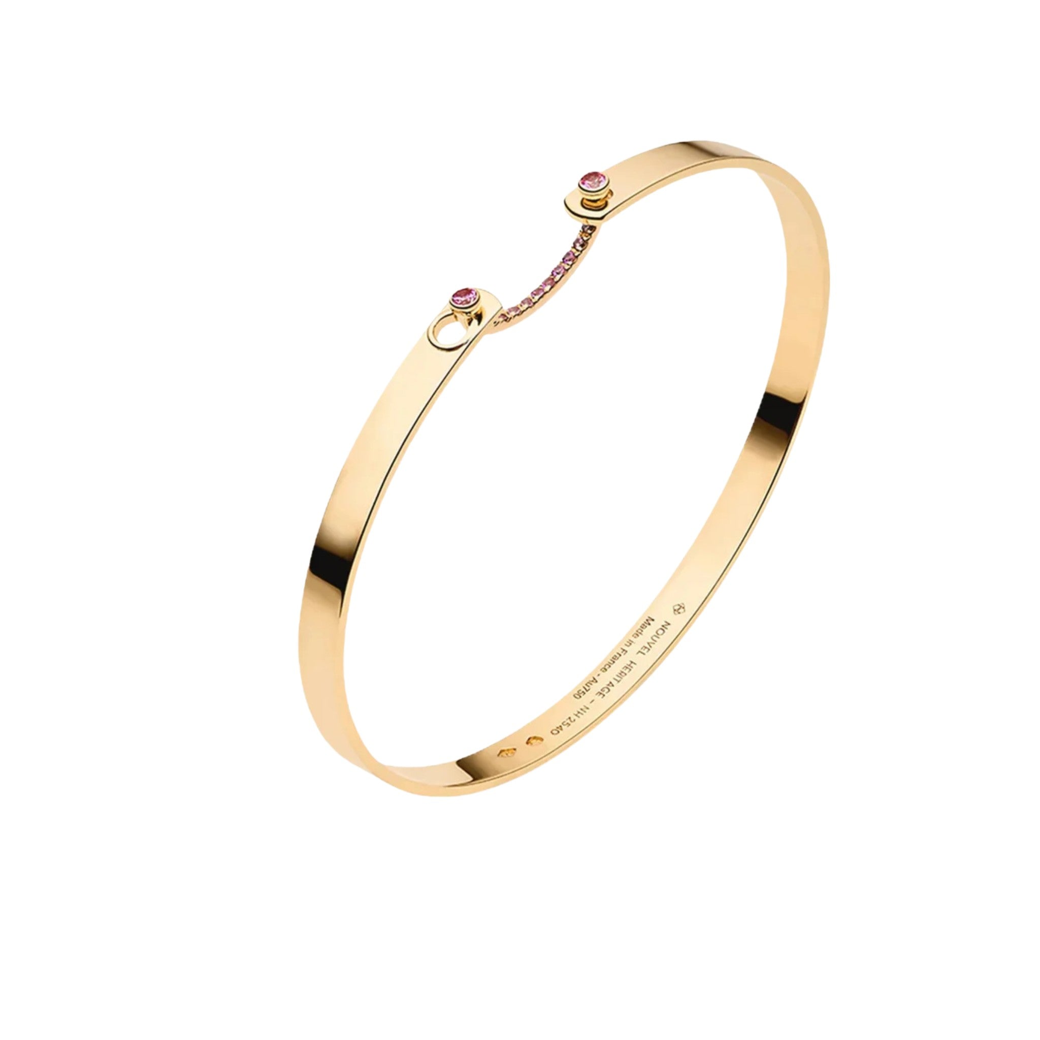 Baby Pink Mood Bangle in Yellow Gold