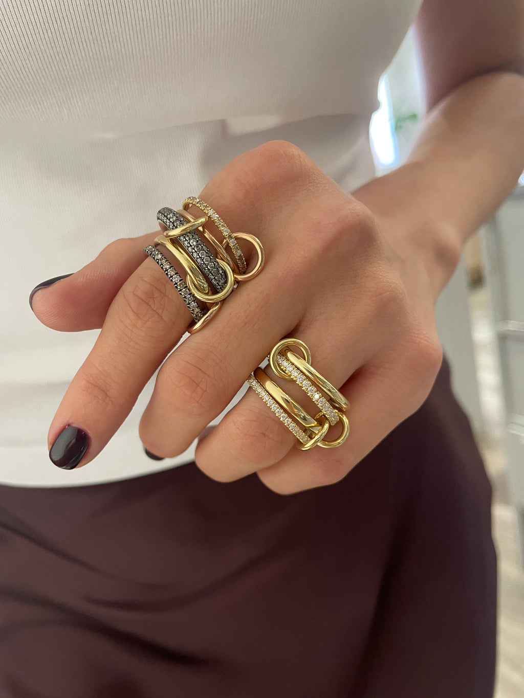 Leo MX Stack in Rose Gold, Yellow Gold and Sterling Silver