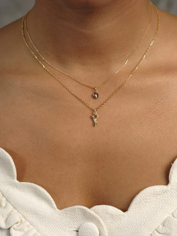 Waning Crescent Moon Phase Pendant Necklace in Yellow Gold