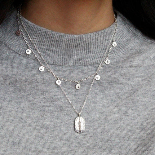 Sundial Medallion Pendant in Sterling Silver