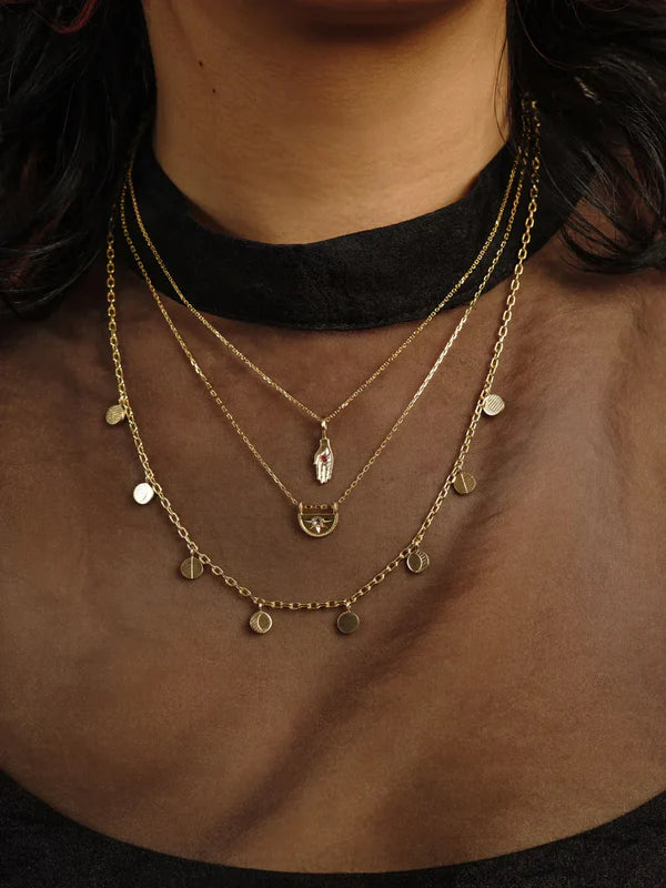 Half Moon Luna Diamond Pendant in Yellow Gold
