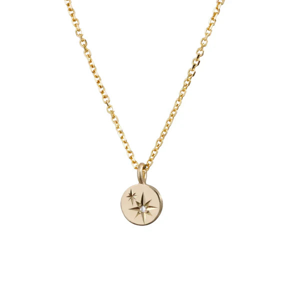 Waning Crescent Moon Phase Pendant Necklace in Yellow Gold