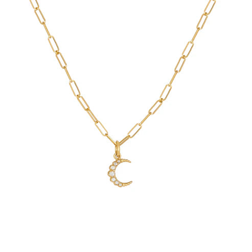Crescent Mini White Diamond Pendant