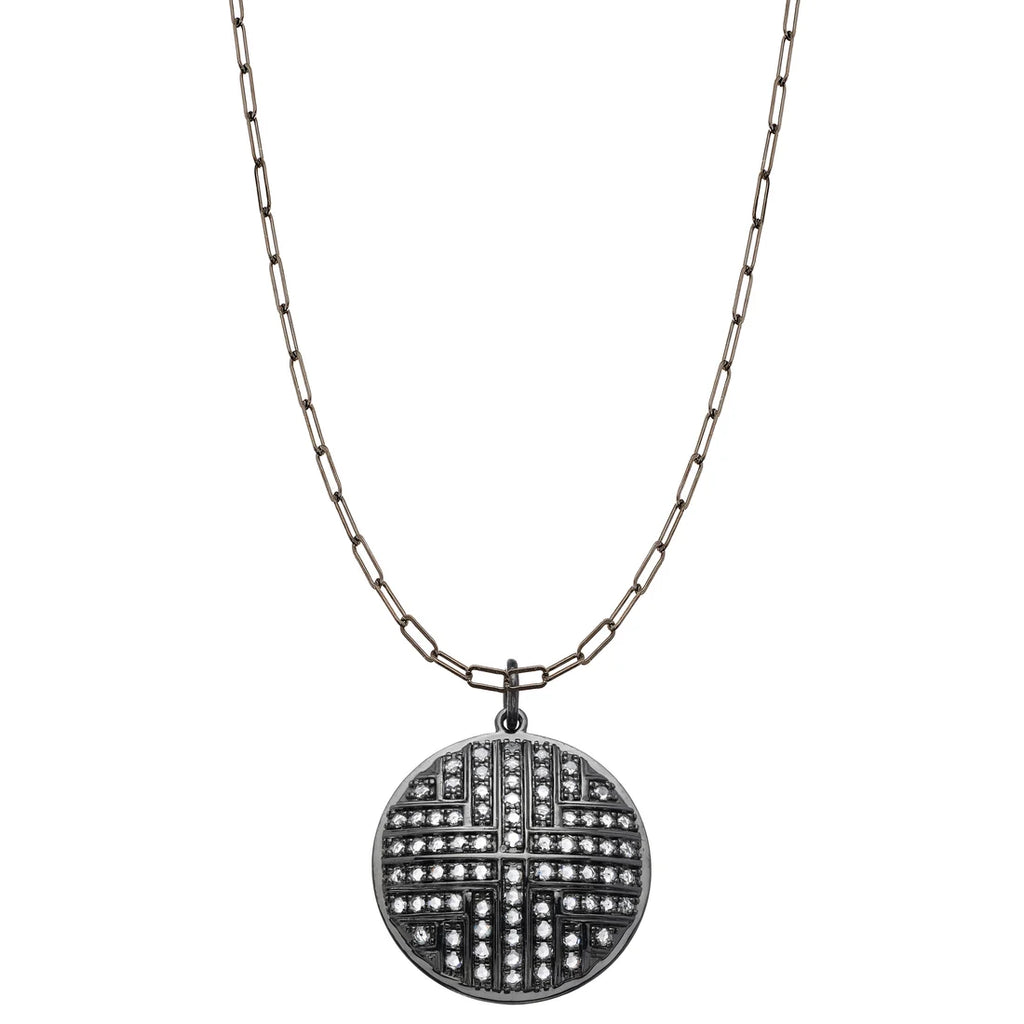 Small Stella Rose Cut Diamond Necklace in Blackened Gold
