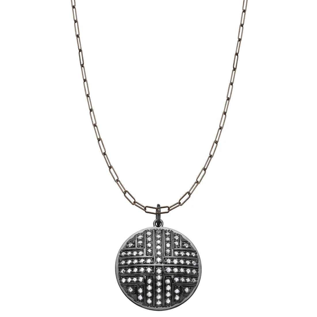 Small Stella Rose Cut Diamond Necklace in Blackened Gold