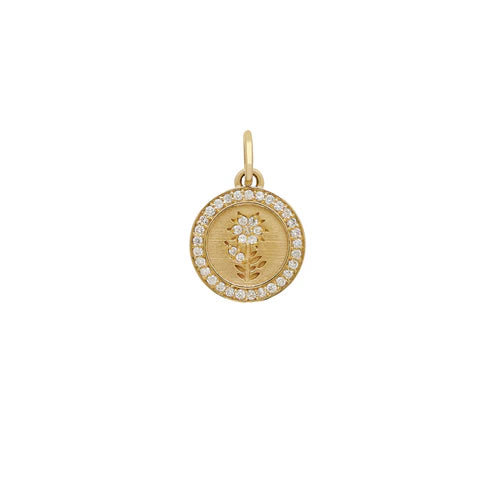 Small Fleur Diamond Charm in Yellow Gold