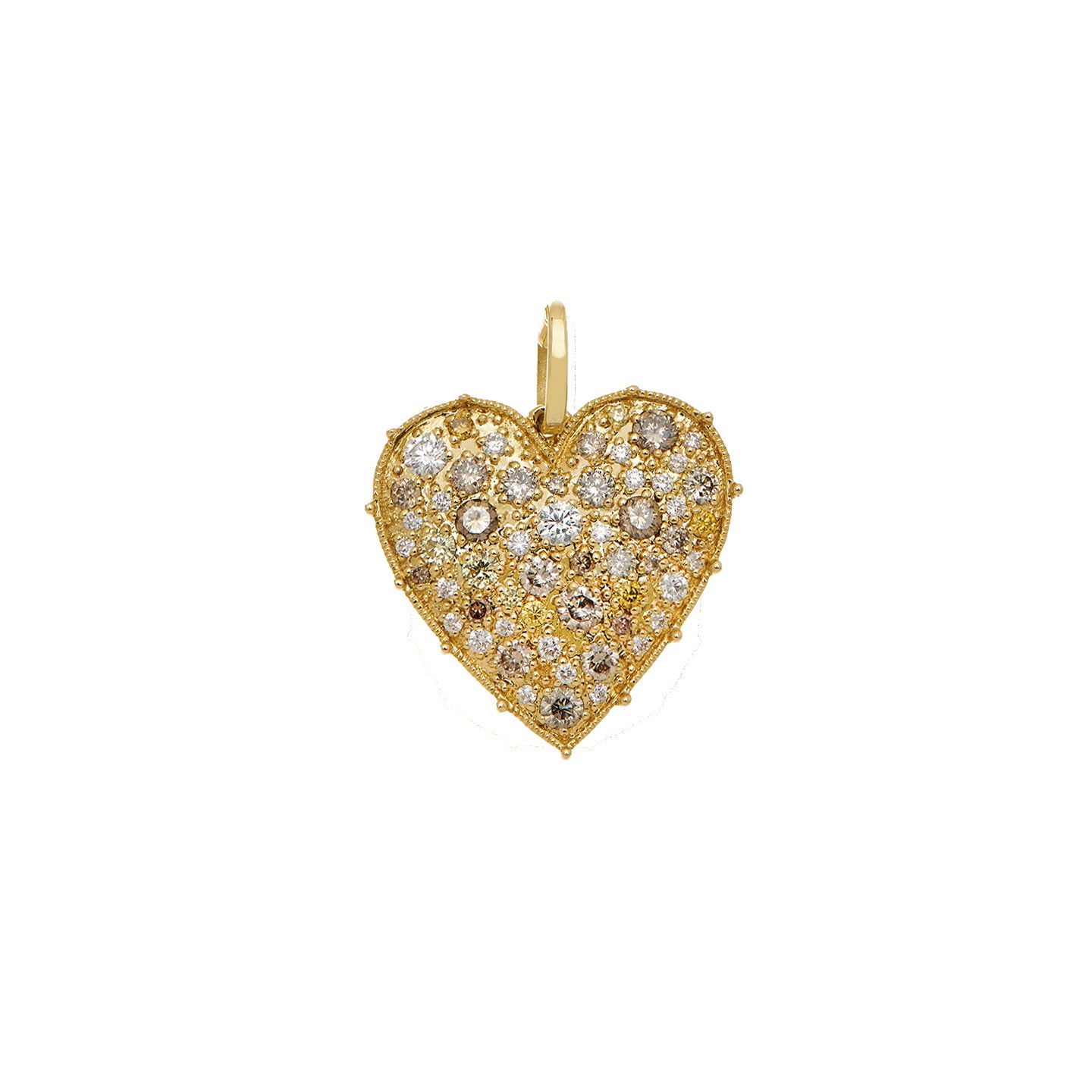 Confetti Small Heart Multi-Color Diamond Pendant in Yellow Gold