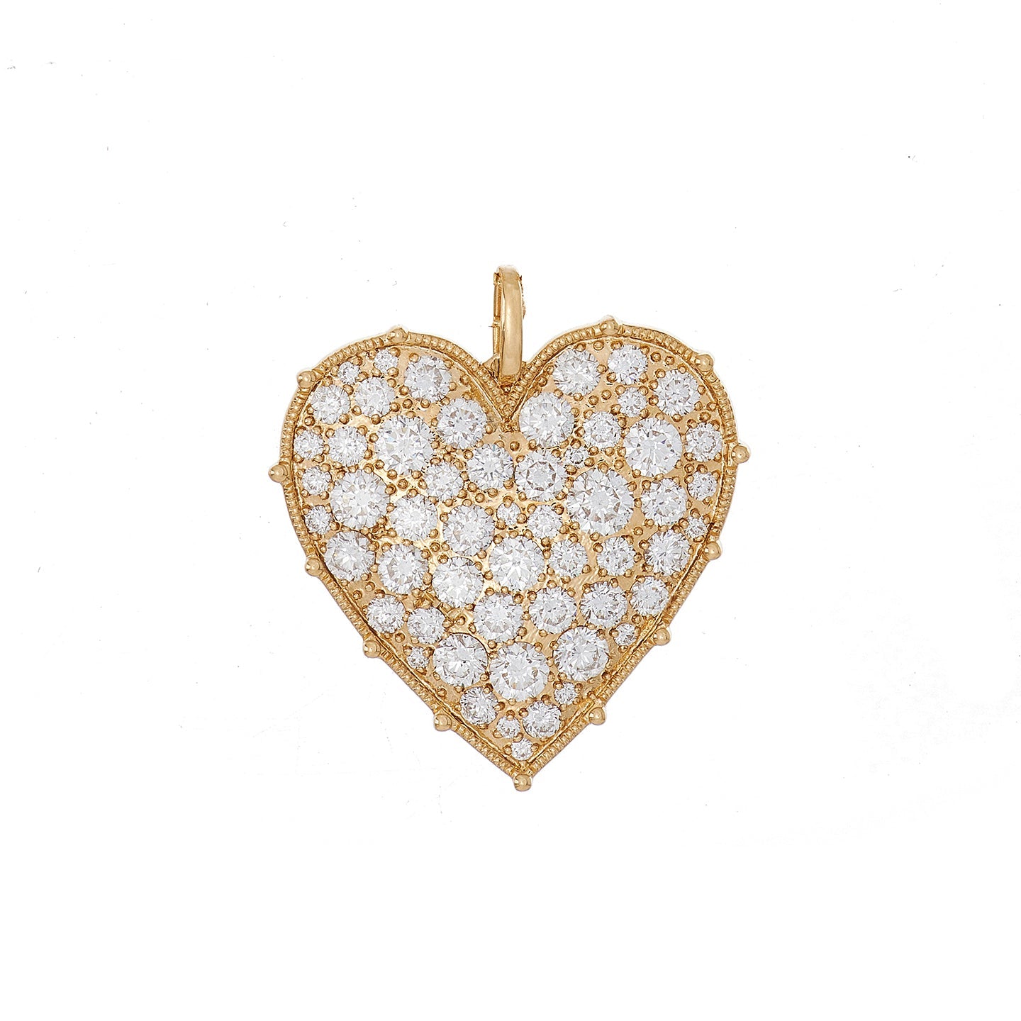 Confetti Heart White Diamond Pendant in Yellow Gold