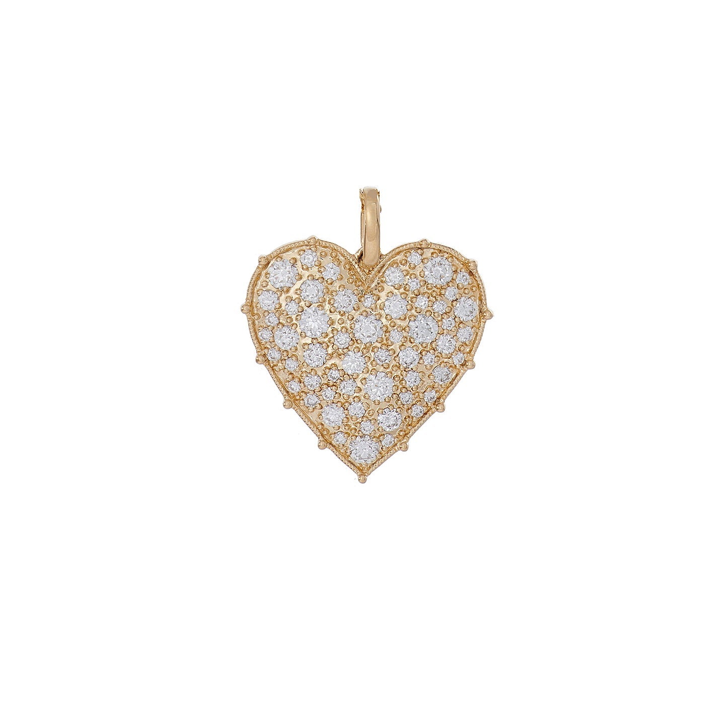 Confetti Small Heart White Diamond Pendant in Yellow Gold