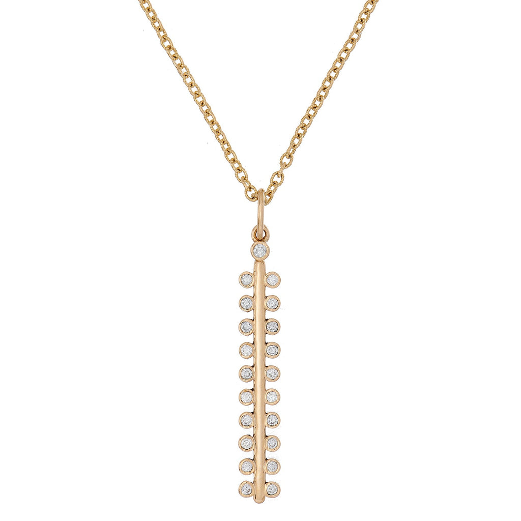 Mist White Diamond Linear Pendant in Yellow Gold
