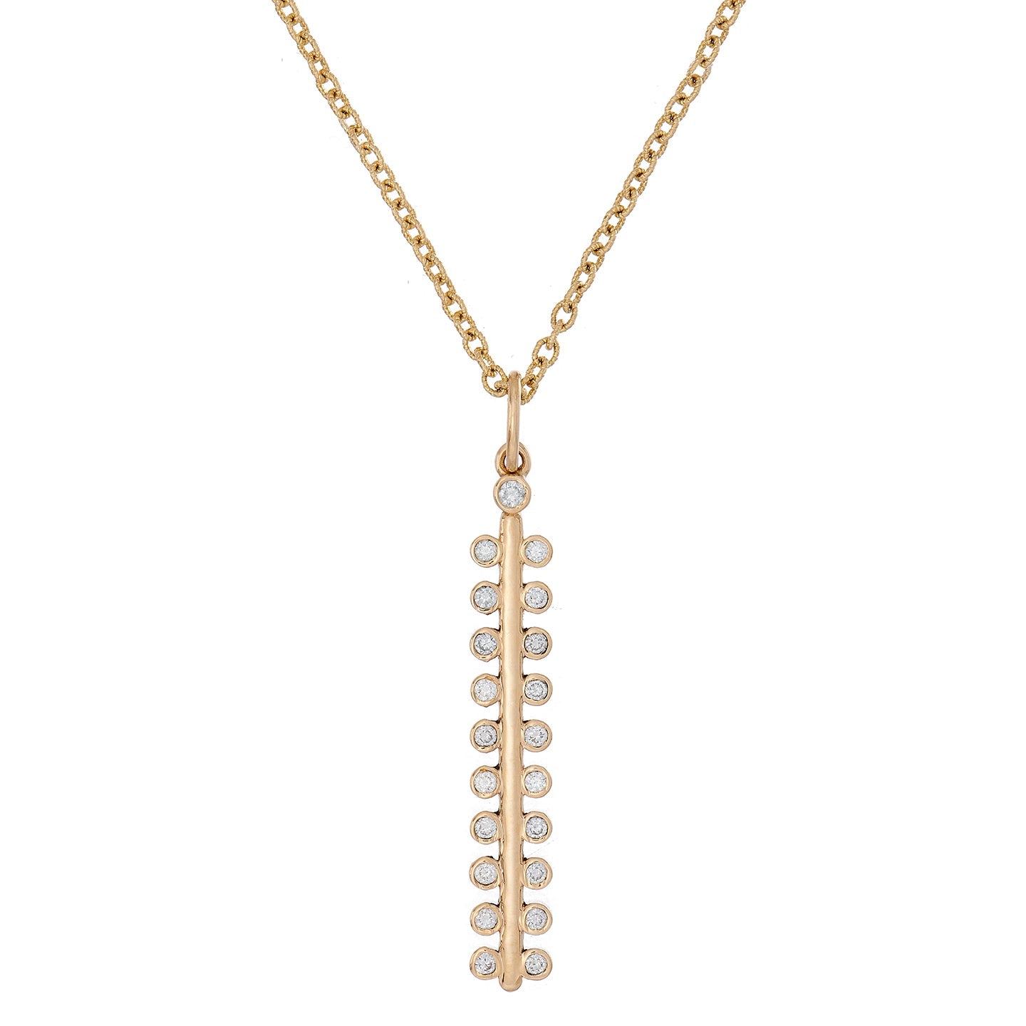 Mist White Diamond Linear Pendant in Yellow Gold