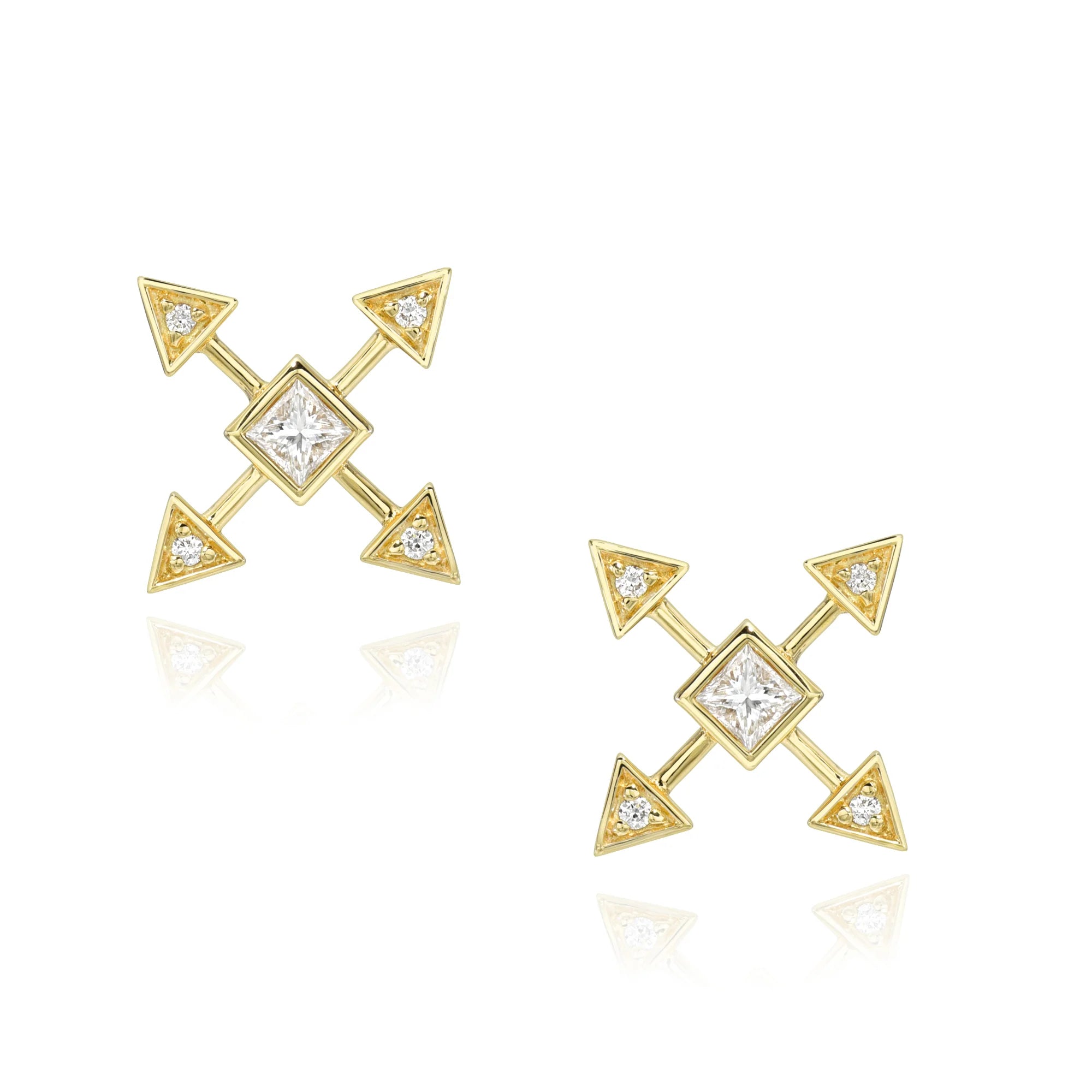 Dainty Pure Energy Diamond Studs in Yellow Gold