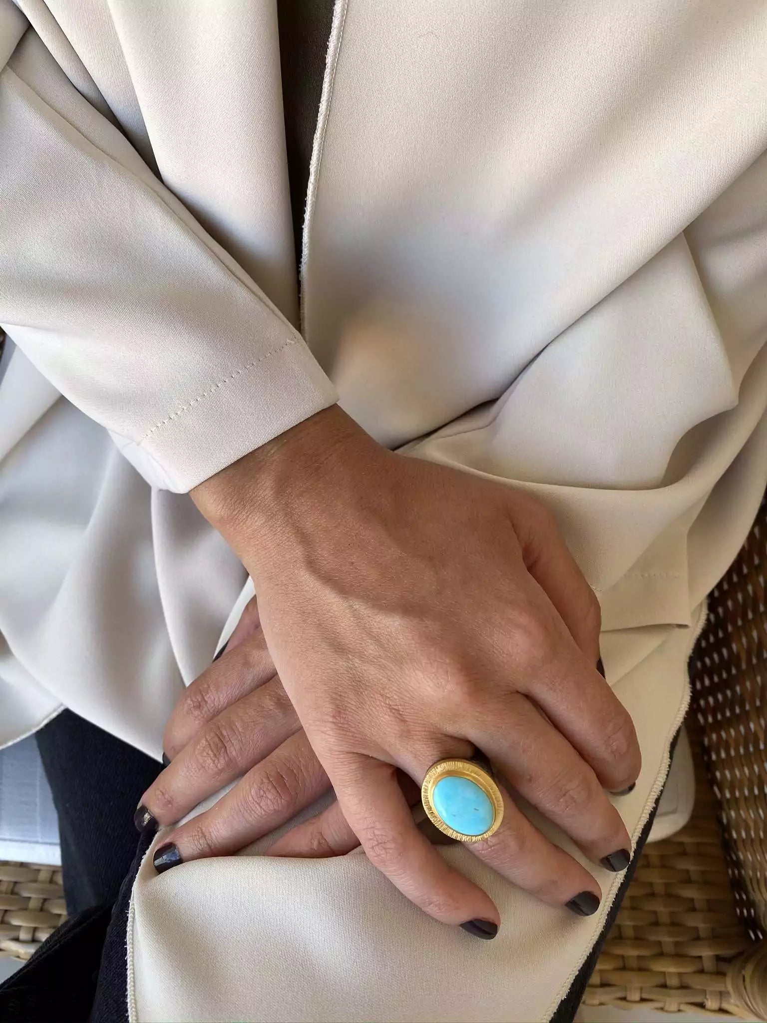 Pompei Ring in Oxidized Sterling Silver and Yellow Gold